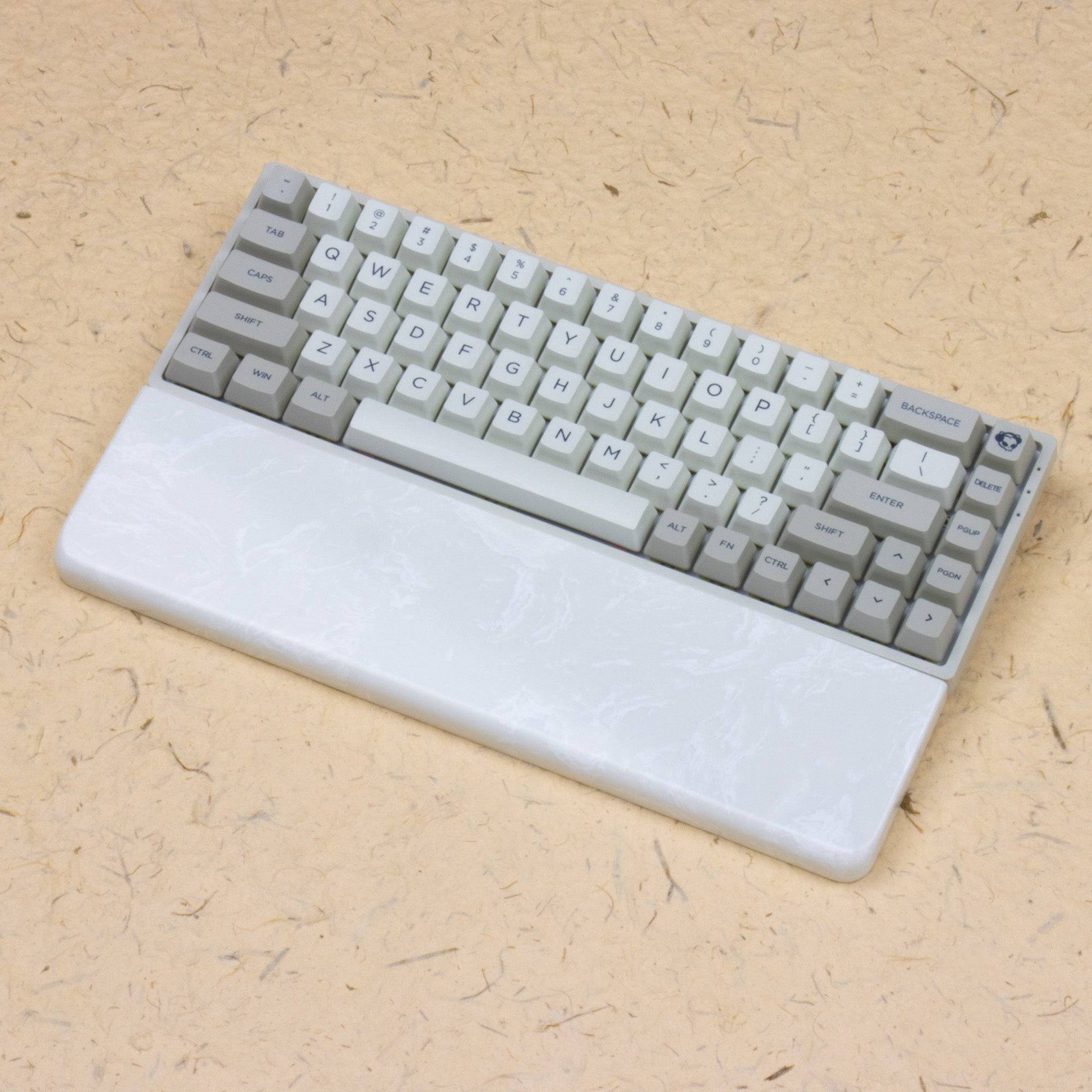 white and snow wrist rest with keyboard