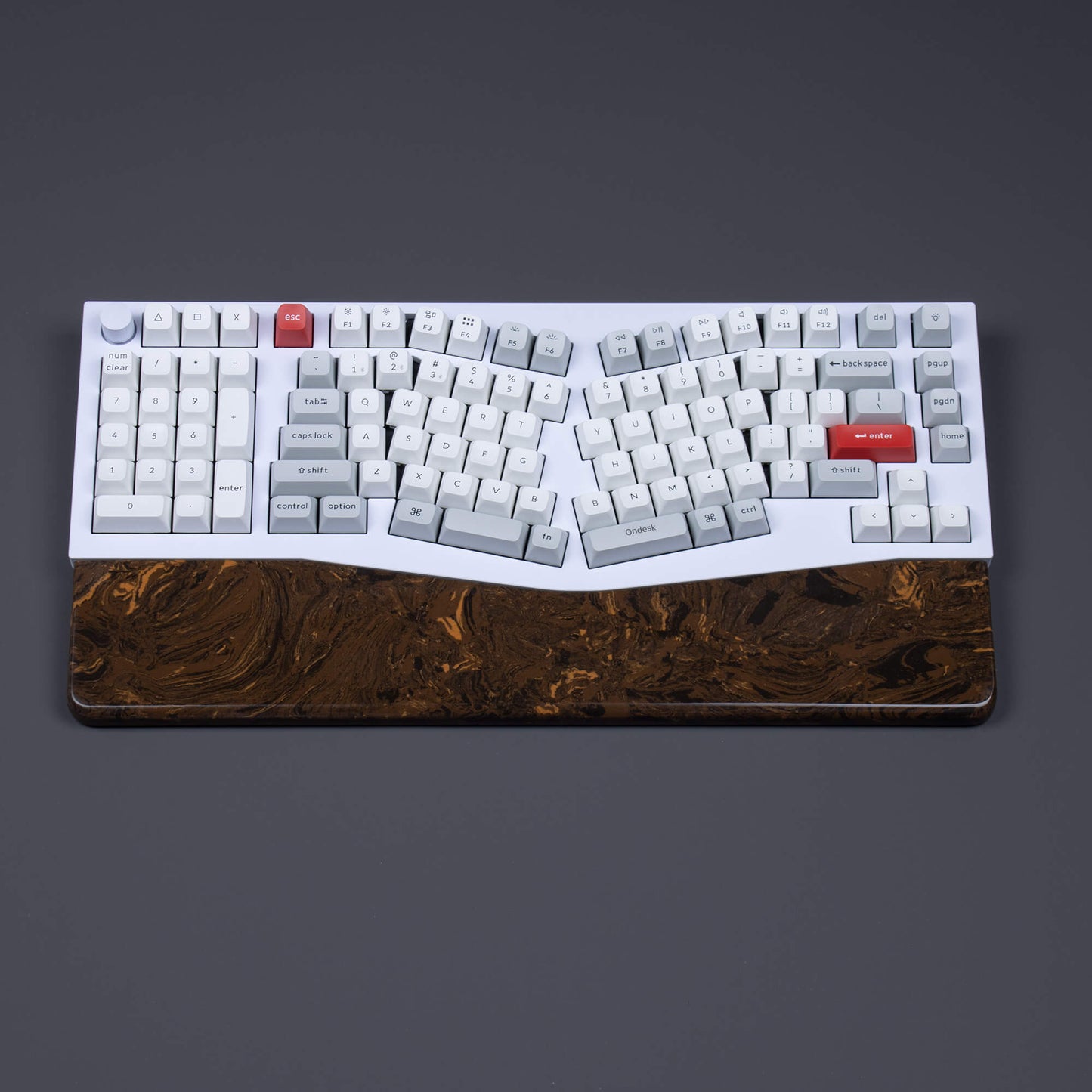 coffee swirl wrist rest with keychron