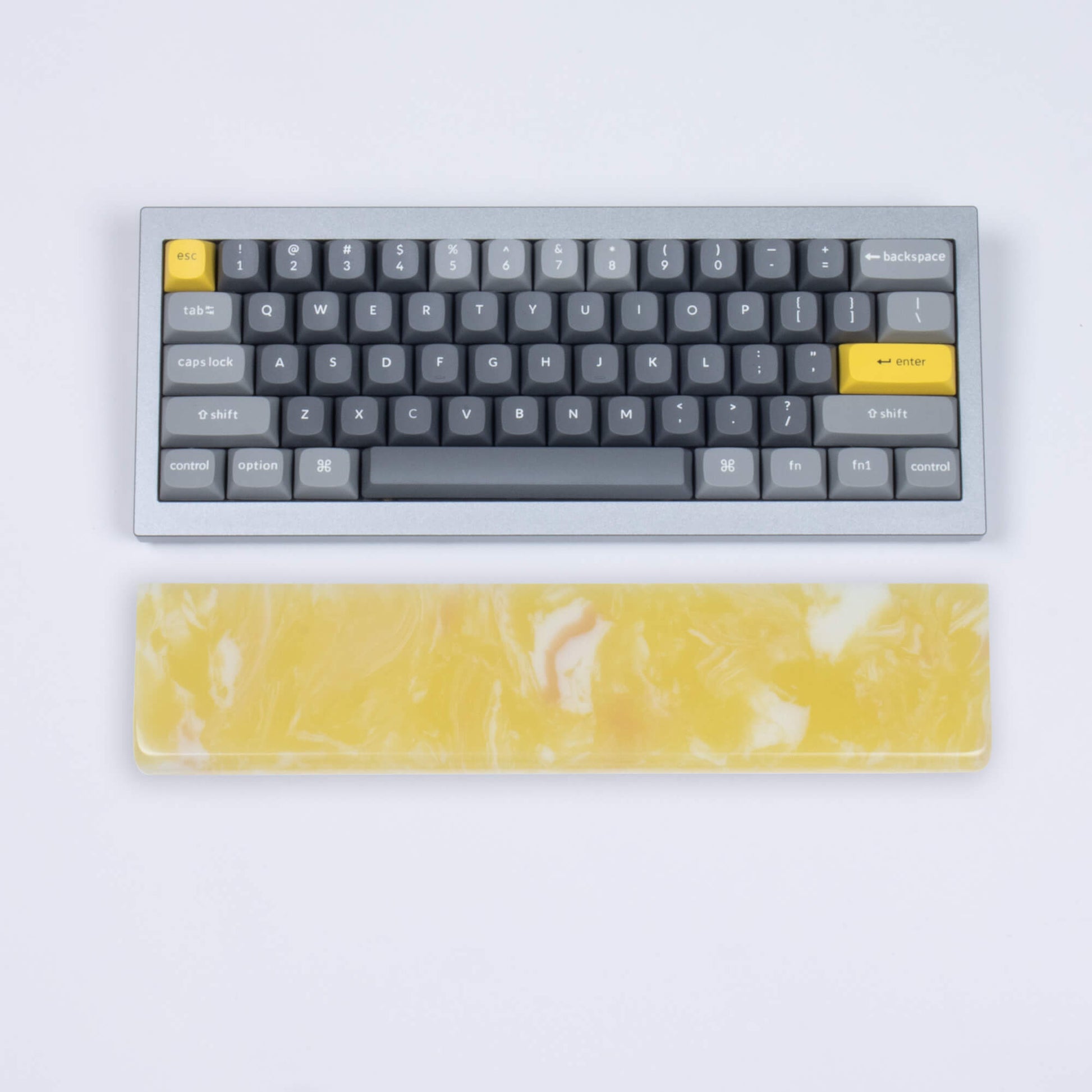 Light yellow resin wrist rest with keyboard