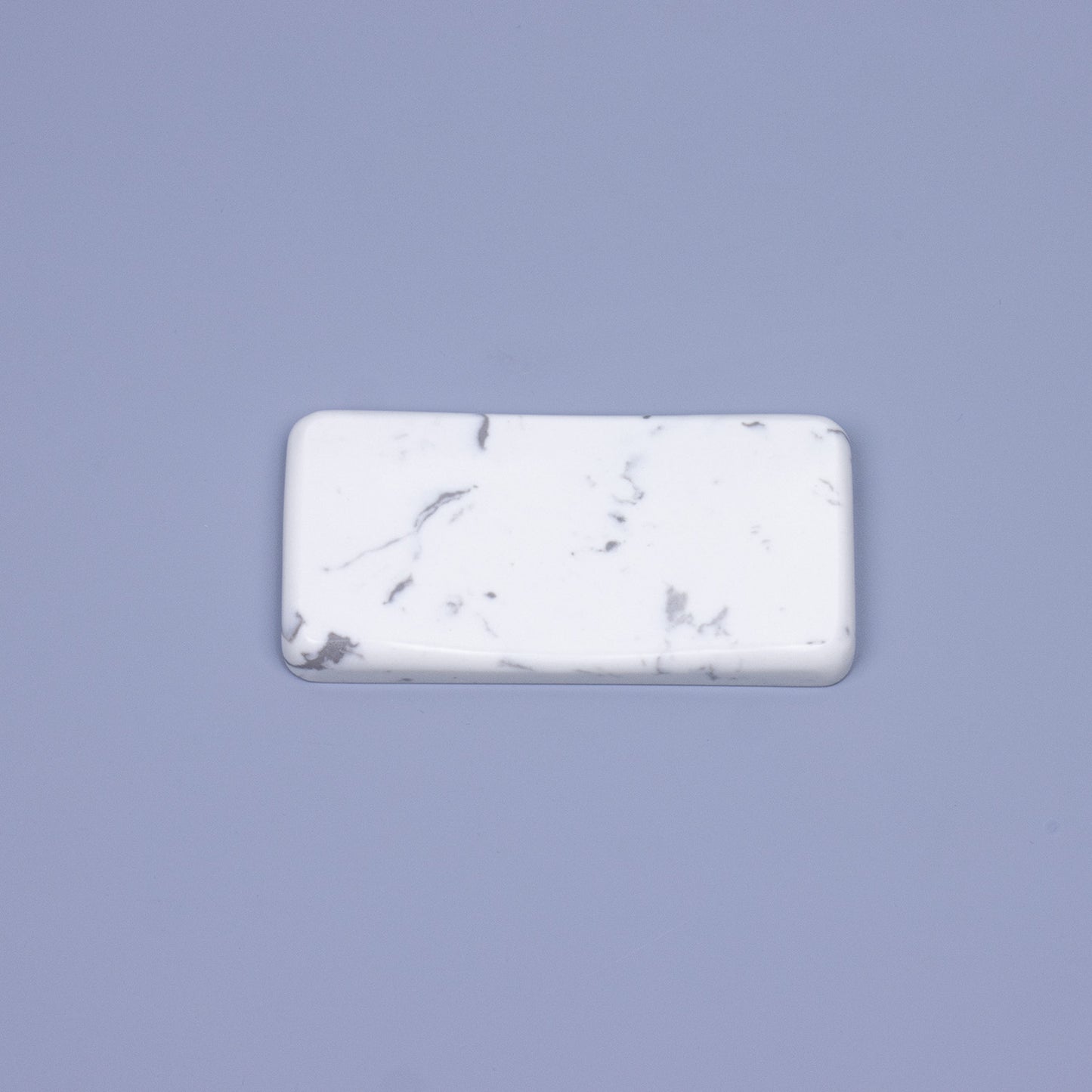 Ergonomic white marble quartz mouse wrist rest with grey veining 17x8cm
