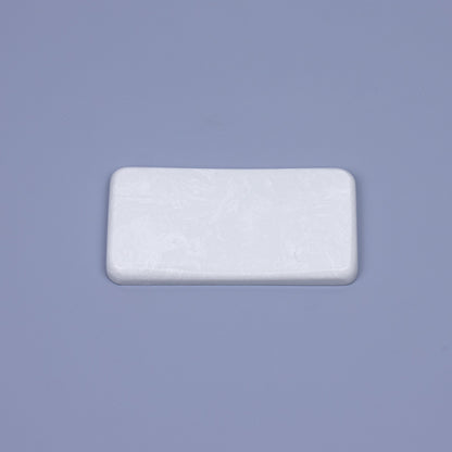 Polished white snow quartz stone mouse wrist rest with subtle cloudy textures