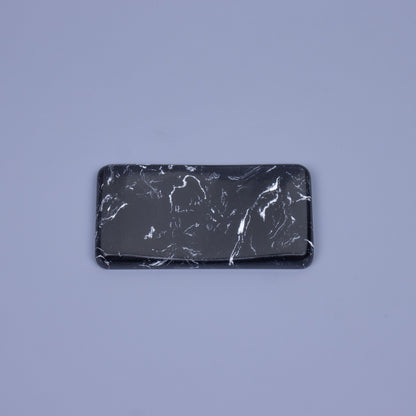 Premium black veil quartz stone mouse wrist rest with organic white marble veins
